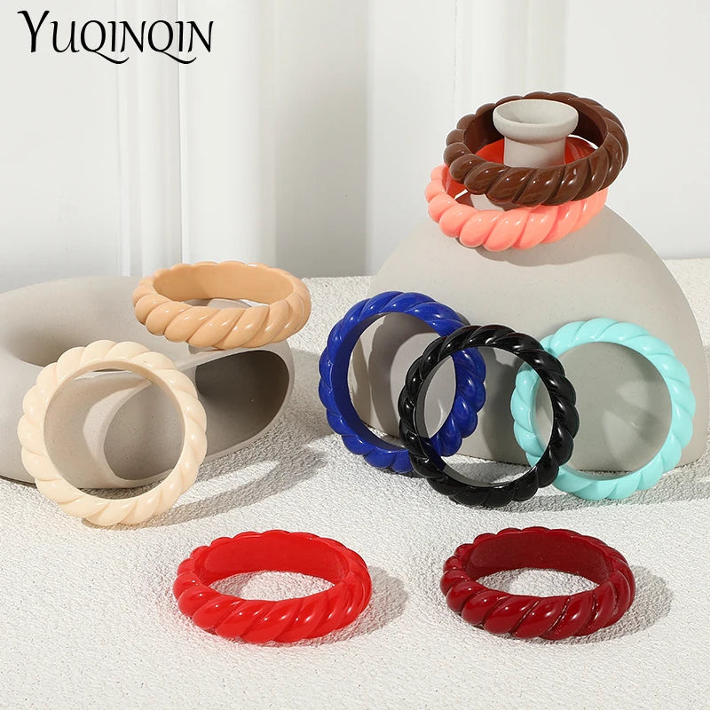 Resin Cuff Screw Bracelet Vintage Charm Geometric Bangle
