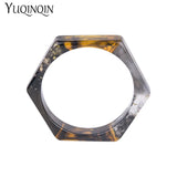 Resin Cuff Bracelet Hexagon Geometric Bangle Mix Colors Girl Jewelry