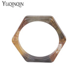 Resin Cuff Bracelet Hexagon Geometric Bangle Mix Colors Girl Jewelry