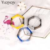 Resin Cuff Bracelet Hexagon Geometric Bangle Mix Colors Girl Jewelry