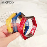 Resin Cuff Bracelet Hexagon Geometric Bangle Mix Colors Girl Jewelry