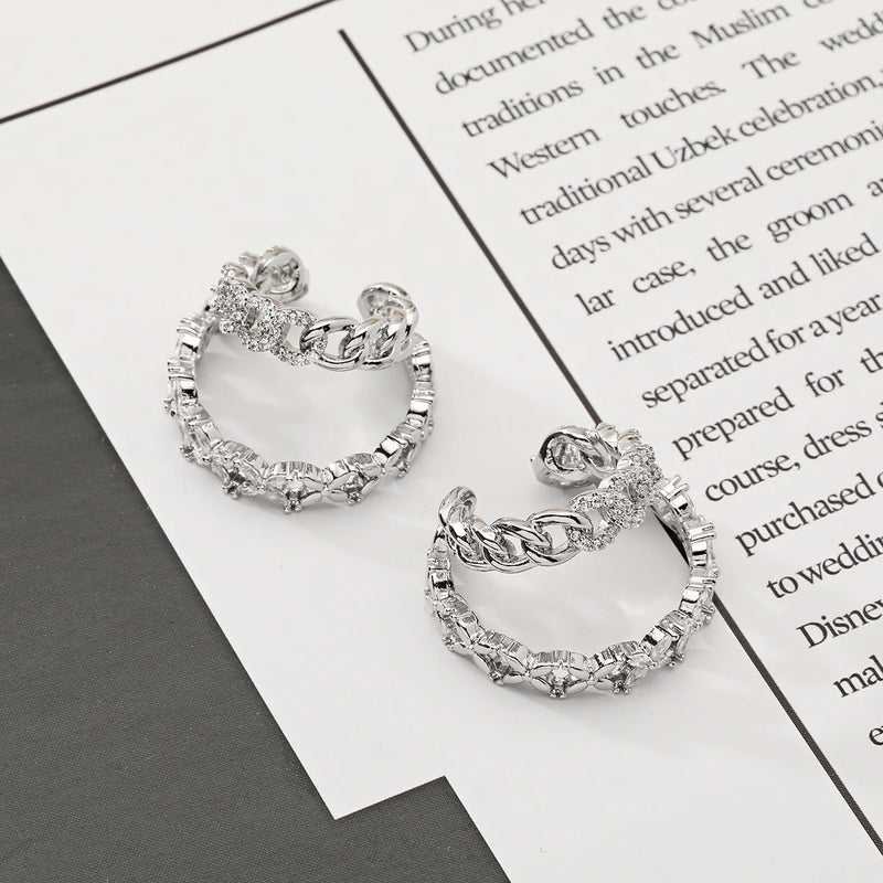 Zircon Geometic Ear-Jacket Ear Clip