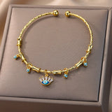 Fatima Palm Lucky Eye Adjustable Bracelet for Women
