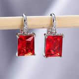 Zirconia Stone Clip Earrings Rainbow Square Wedding