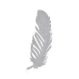 Dainty Silver Crystal Feather Brooch Zircon Stone Pin