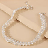 Geometric Grid Beaded Choker Necklace Simulated Pearl Jewelry