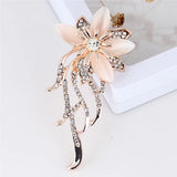 Moonstone Flower Brooch Charm Zircon Pin Dress Coat Accessories