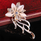 Moonstone Flower Brooch Charm Zircon Pin Dress Coat Accessories