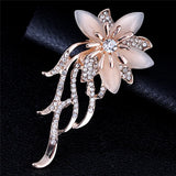 Moonstone Flower Brooch Charm Zircon Pin Dress Coat Accessories