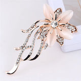 Moonstone Flower Brooch Charm Zircon Pin Dress Coat Accessories