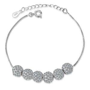 925 Sterling Silver Crystal Beads Bracelet Set for Women