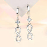 925 Silver Infinity Zircon Tassel Earrings, Wedding Jewelry Gift