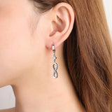 925 Silver Infinity Zircon Tassel Earrings, Wedding Jewelry Gift