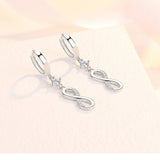 925 Silver Infinity Zircon Tassel Earrings, Wedding Jewelry Gift