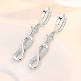 925 Silver Infinity Zircon Tassel Earrings, Wedding Jewelry Gift
