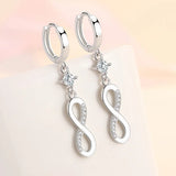 925 Silver Infinity Zircon Tassel Earrings, Wedding Jewelry Gift