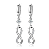 925 Silver Infinity Zircon Tassel Earrings, Wedding Jewelry Gift