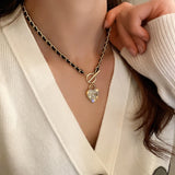 14K Plated Lucky Number 7 Heart Lock Pendant Necklace with AAA Zirconia