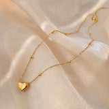 14K Real Heart Shaped Chain Pendant Necklace for Women Jewelry