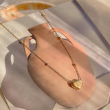14K Real Heart Shaped Chain Pendant Necklace for Women Jewelry