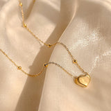 14K Real Heart Shaped Chain Pendant Necklace for Women Jewelry
