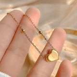 14K Real Heart Shaped Chain Pendant Necklace for Women Jewelry