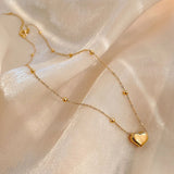 14K Real Heart Shaped Chain Pendant Necklace for Women Jewelry