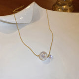 14K Gold Plated Pearl Pendant Necklace for Women - Zircon Accent