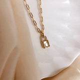14K Gold Plated Star Moon Lock Necklace with Zircon
