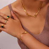 Fishbone Chain Women's Necklace Stainless Steel 18K Plated Butterfly Bracelet