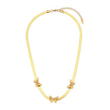 Fishbone Chain Women's Necklace Stainless Steel 18K Plated Butterfly Bracelet