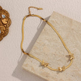 Fishbone Chain Women's Necklace Stainless Steel 18K Plated Butterfly Bracelet