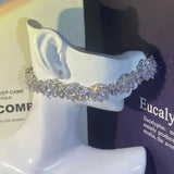 Flower Diamond Bracelet 925 Sterling Silver Wedding Bangle