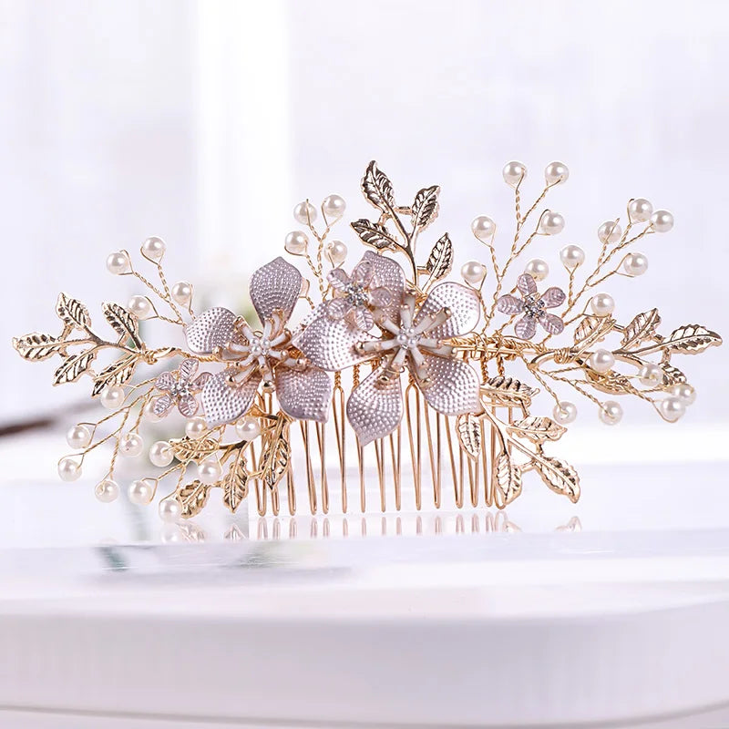 Flower Pearl Bridal Hair Combs Wedding Hair Accessories Headpiece