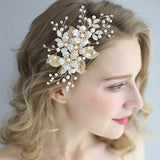 Flower Wedding Hair Accessories Pearl Rhinestone Hairpin Headdress Bridal Tiara