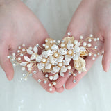 Flower Wedding Hair Accessories Pearl Rhinestone Hairpin Headdress Bridal Tiara