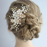 Flower Wedding Hair Accessories Pearl Rhinestone Hairpin Headdress Bridal Tiara
