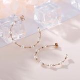 French Shell Pearls Dangle Earrings Stainless Steel Drop Ear Jewelry