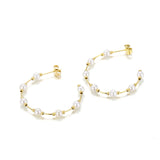 French Shell Pearls Dangle Earrings Stainless Steel Drop Ear Jewelry