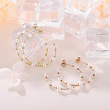 French Shell Pearls Dangle Earrings Stainless Steel Drop Ear Jewelry