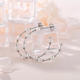 French Shell Pearls Dangle Earrings Stainless Steel Drop Ear Jewelry