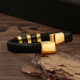 Men's Frosted Magnetic Buckle Charm Bracelet Leather Braided Rock Jewelry
