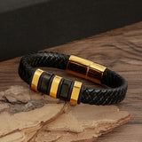 Men's Frosted Magnetic Buckle Charm Bracelet Leather Braided Rock Jewelry