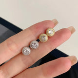 Round Fish Eye High Carbon Zircon Stud Earrings