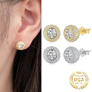 Round Fish Eye High Carbon Zircon Stud Earrings