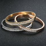 Zircon Rhinestone Stainless Steel Bracelet Bangle Crystal Jewelry Gift