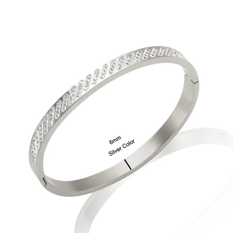 Zircon Rhinestone Stainless Steel Bracelet Bangle Crystal Jewelry Gift