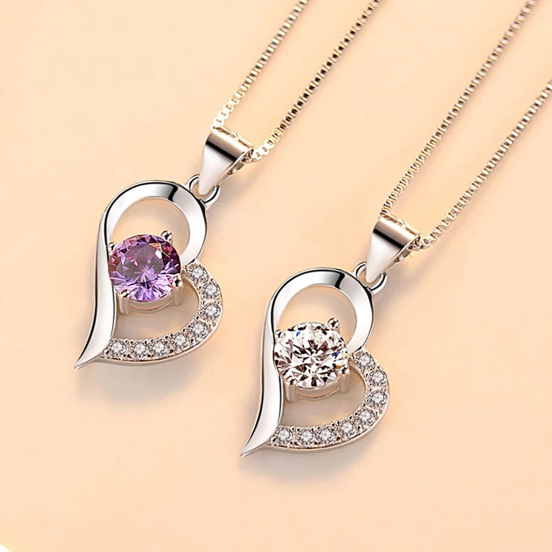 925 Silver Heart Necklace for Her