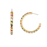 Colorful Crystal C Shape Clip On Earrings Punk Ear Cuff