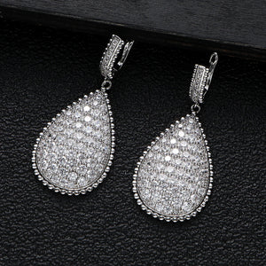 Geometric CZ Drop Earrings for Women Wedding Dubai Bridal Jewelry